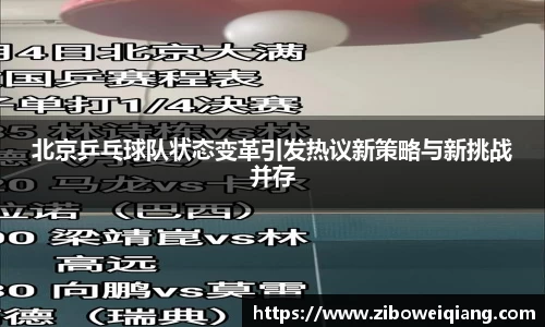 北京乒乓球队状态变革引发热议新策略与新挑战并存